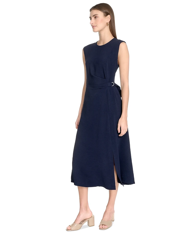 Calvin Klein Women's Jewel-Neck Side-Buckle A-Line Dress