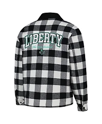 The Wild Collective Men's and Women's Black/White New York Liberty Flannel Full-Zip Shacket