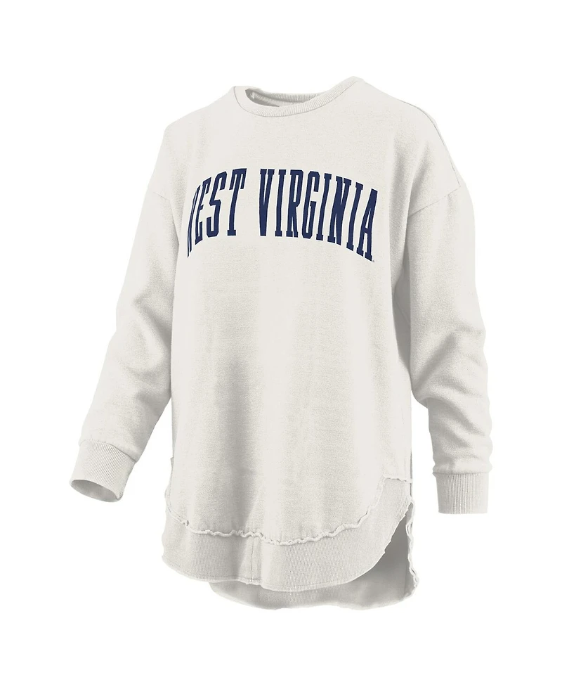 Pressbox Women's Oatmeal West Virginia Mountaineers Melange Poncho Vintage Fleece Long Sleeve Pullover Sweatshirt