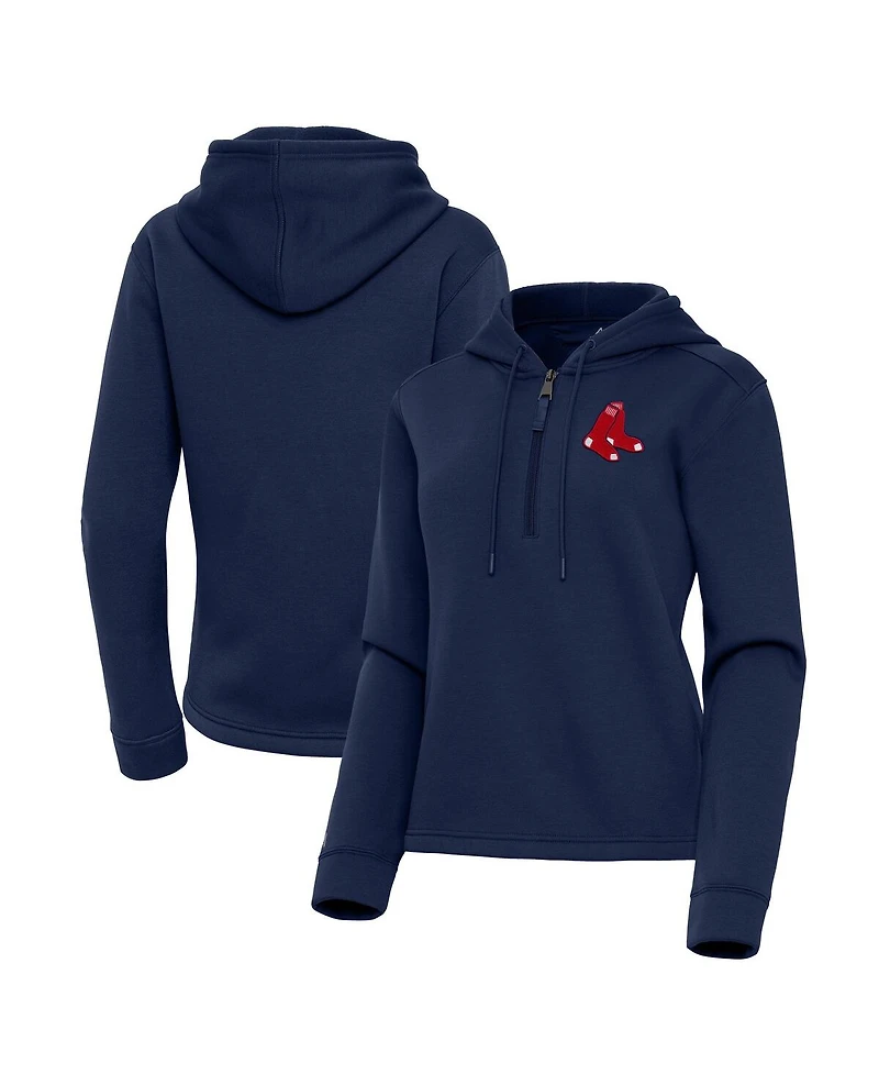 Antigua Women's Navy Boston Red Sox Contemporary Quarter-Zip Hoodie