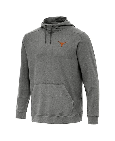 Antigua Men's Heather Black Texas Longhorns Cloud Pullover Hoodie