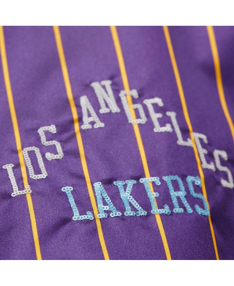 Mitchell & Ness X Dannijo Women's Purple Los Angeles Lakers Satin Full-Snap Jacket