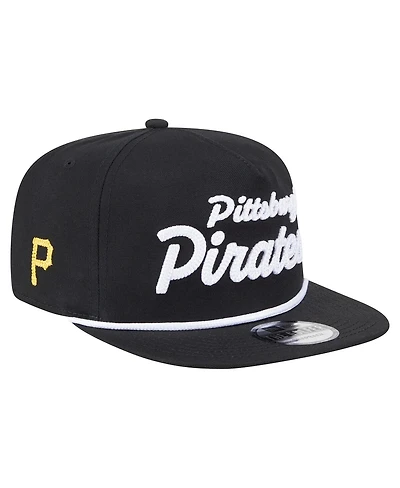 New Era Men's Black Pittsburgh Pirates Team Text Golfer Snapback Hat