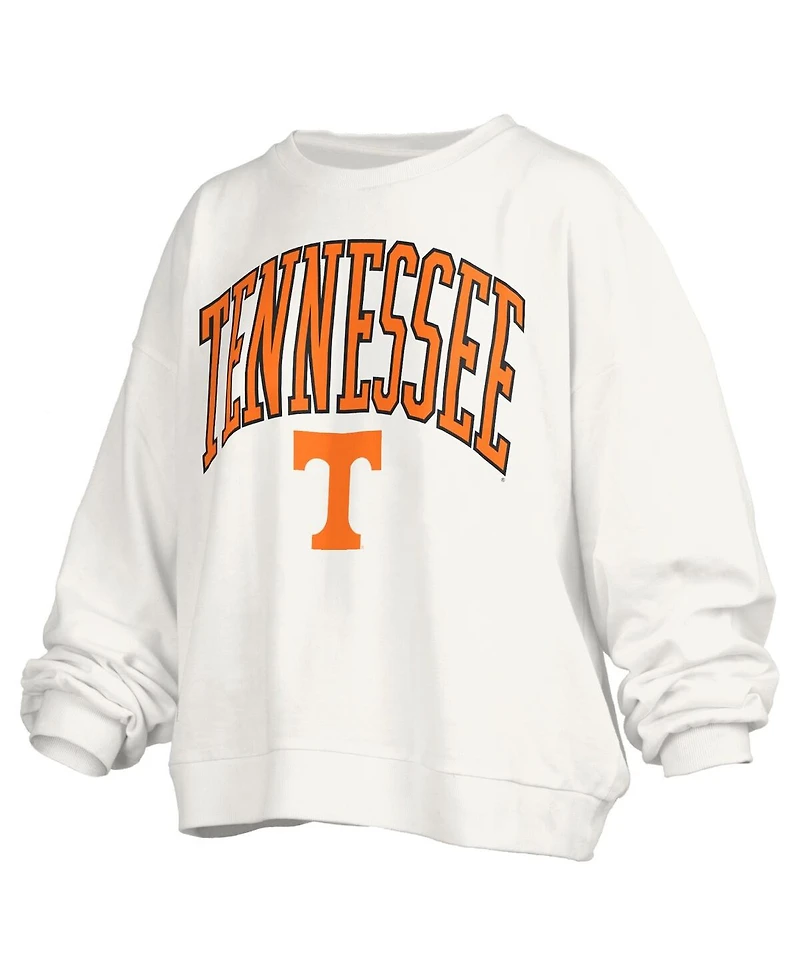 Pressbox Women's White Tennessee Volunteers Janise Arch Over Logo Waist Length Oversized Pullover Sweatshirt