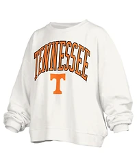 Pressbox Women's White Tennessee Volunteers Janise Arch Over Logo Waist Length Oversized Pullover Sweatshirt