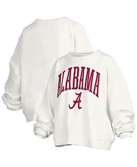 Pressbox Women's White Alabama Crimson Tide Janise Arch Over Logo Waist Length Oversized Pullover Sweatshirt