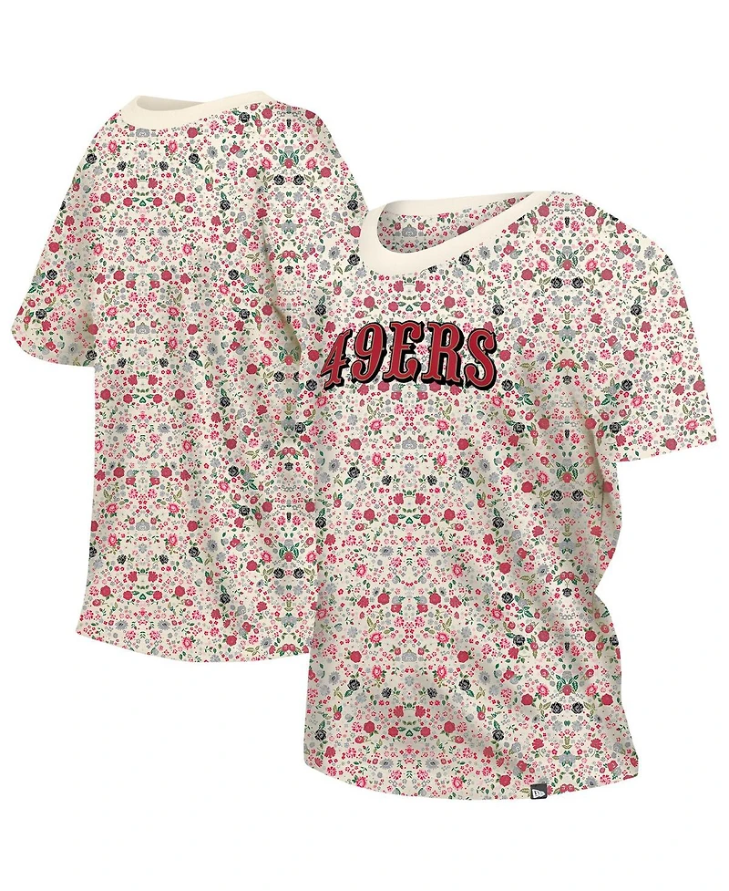 New Era Women's Cream San Francisco 49ers Glam Game Floral T-Shirt