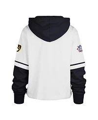 '47 Brand Women's White Milwaukee Brewers Trifecta Shortstop Cropped Pullover Hoodie