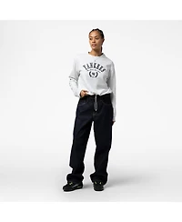 Mitchell & Ness Women's Heather Gray New York Yankees Cropped Toggle Pullover Sweatshirt