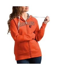 Antigua Women's Orange Baltimore Orioles Team Logo Victory Full-Zip Hoodie