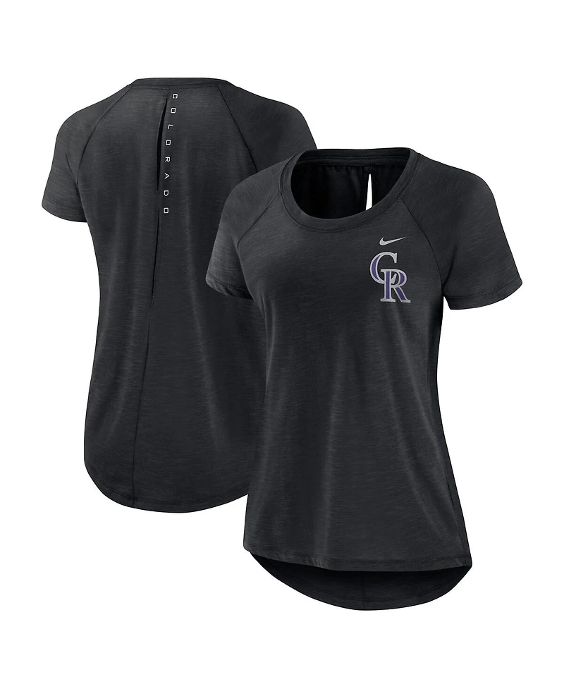 Nike Women's Heather Black Colorado Rockies Summer Breeze Raglan Fashion T-Shirt