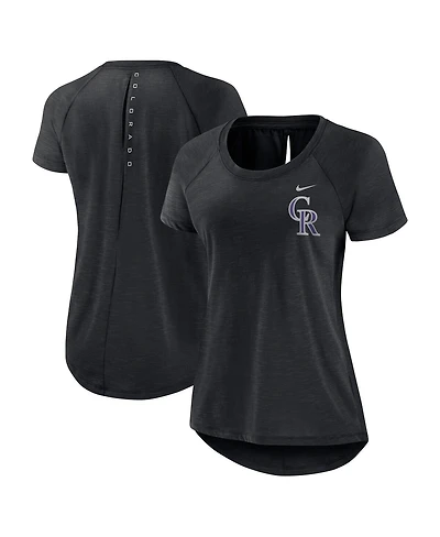 Nike Women's Heather Black Colorado Rockies Summer Breeze Raglan Fashion T-Shirt