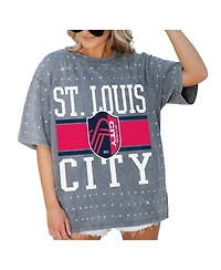 Gameday Couture Women's Gray St. Louis City Sc Oversized Mini Rhinestone Classic T-Shirt