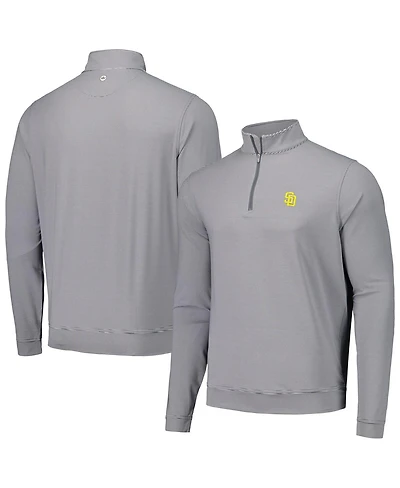 Peter Millar Men's Gray San Diego Padres Perth Sugar Stripe Performance Quarter-Zip Top