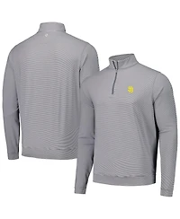 Peter Millar Men's Gray San Diego Padres Perth Sugar Stripe Performance Quarter-Zip Top