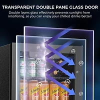 Cowsar 1.7 Cu.ft Beverage Refrigerator Cooler, 68 Can Mini Fridge Glass Door with Adjustable Shelves, Digital Temperature Display, Freestanding Small