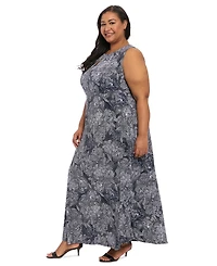London Times Plus Keyhole-Neck Sleeveless Maxi Dress