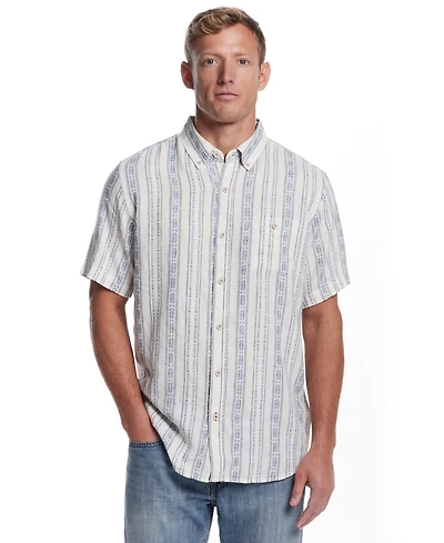 Weatherproof Vintage Men's Aztec Short Sleeve Printed Button-Down Shirt