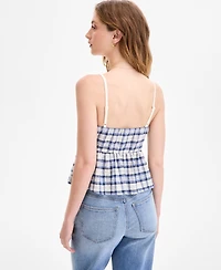Planet Heart Juniors' Plaid Babydoll Sleeveless Tank