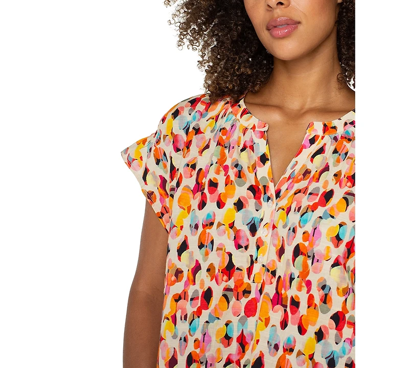 Liverpool Los Angeles Petite Printed Popover Top