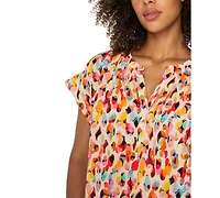 Liverpool Los Angeles Petite Printed Popover Top