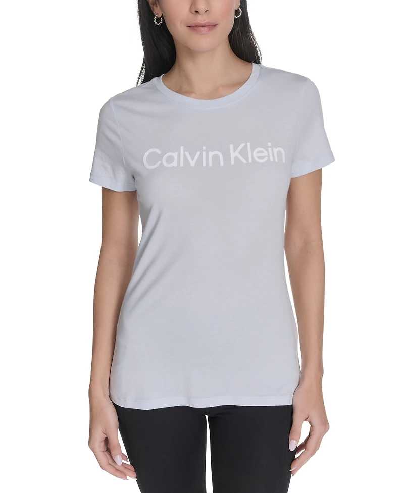 Calvin Klein Performance Women's Flocked-Logo Crewneck T-Shirt