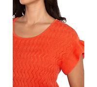 Liverpool Los Angeles Women's Pointelle Ruffle-Trim Sweater