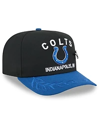 New Era Men's Black/Royal Indianapolis Colts 2025 Nfl Draft On Stage A-Frame 59FIFTY Fitted Hat