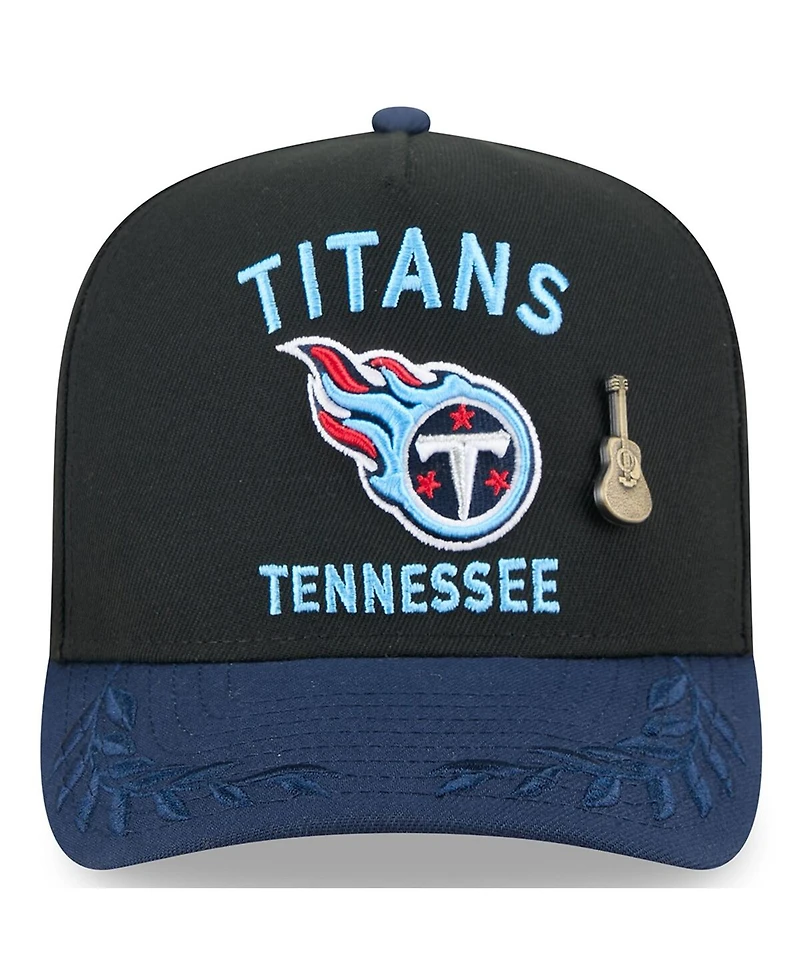 New Era Men's Black/Navy Tennessee Titans 2025 Nfl Draft On Stage A-Frame 59FIFTY Fitted Hat