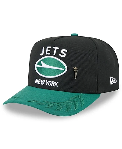 New Era Men's Black/Green York Jets 2025 Nfl Draft On Stage A-Frame 59FIFTY Fitted Hat