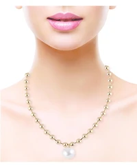 Laundry by Shelli Segal Gold Tone Ball Chain Toggle Necklace with Pearl Drop Pendant
