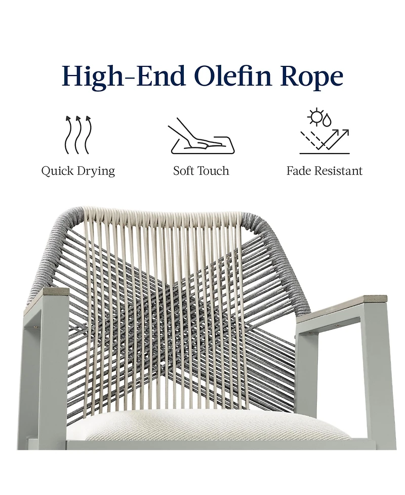 Best Choice Products Set of 2 Indoor/Outdoor Aluminum, Woven Rope Swivel Barstools w/ Armrests