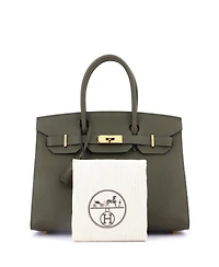 Pre-Owned Hermes Birkin 30 Handbag Green Epsom with Gold Hardware