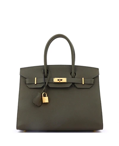 Pre-Owned Hermes Birkin 30 Handbag Green Epsom with Gold Hardware