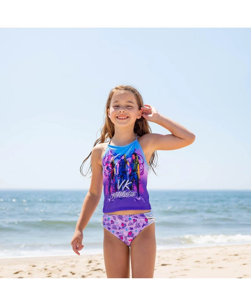 Descendants Girls Uma Evie Mal Tankini Top and Bikini Bottom Swim Set to