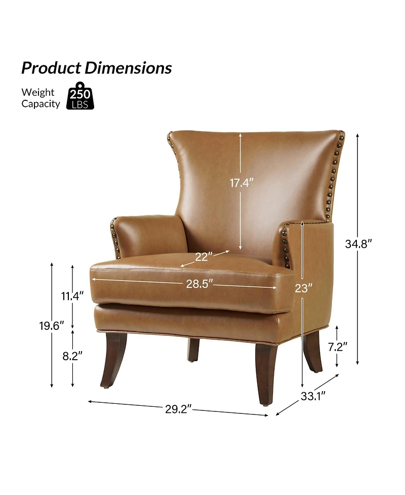 Hardamon Contemporary Leather Arm Chair with Nailhead Trim