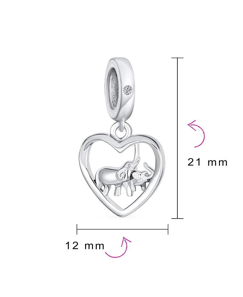 Bling Jewelry I Love You Heart Elephant Charm Bead Sterling Silver European Bracelet