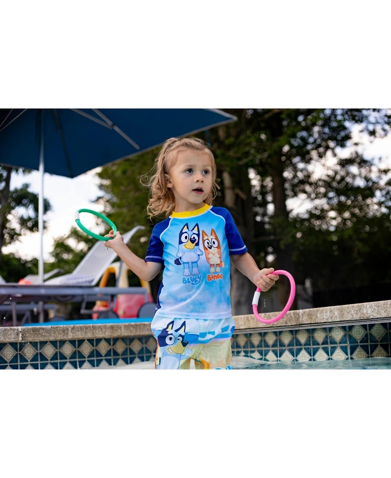 Bluey Baby Boys Upf 50+ Pullover Rash Guard Swim Trunks Outfit Set