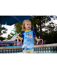 Bluey Baby Boys Upf 50+ Pullover Rash Guard Swim Trunks Outfit Set