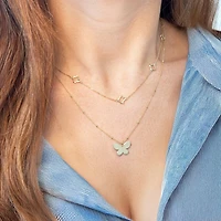 The Lovery Mini Gold Open Clover Necklace 14K Gold