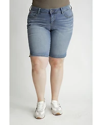 Slink Jeans Plus Denim Bermuda shorts with side vents 11.5" inseam
