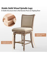 Rodolphe Bar Stool set with nailhead trims