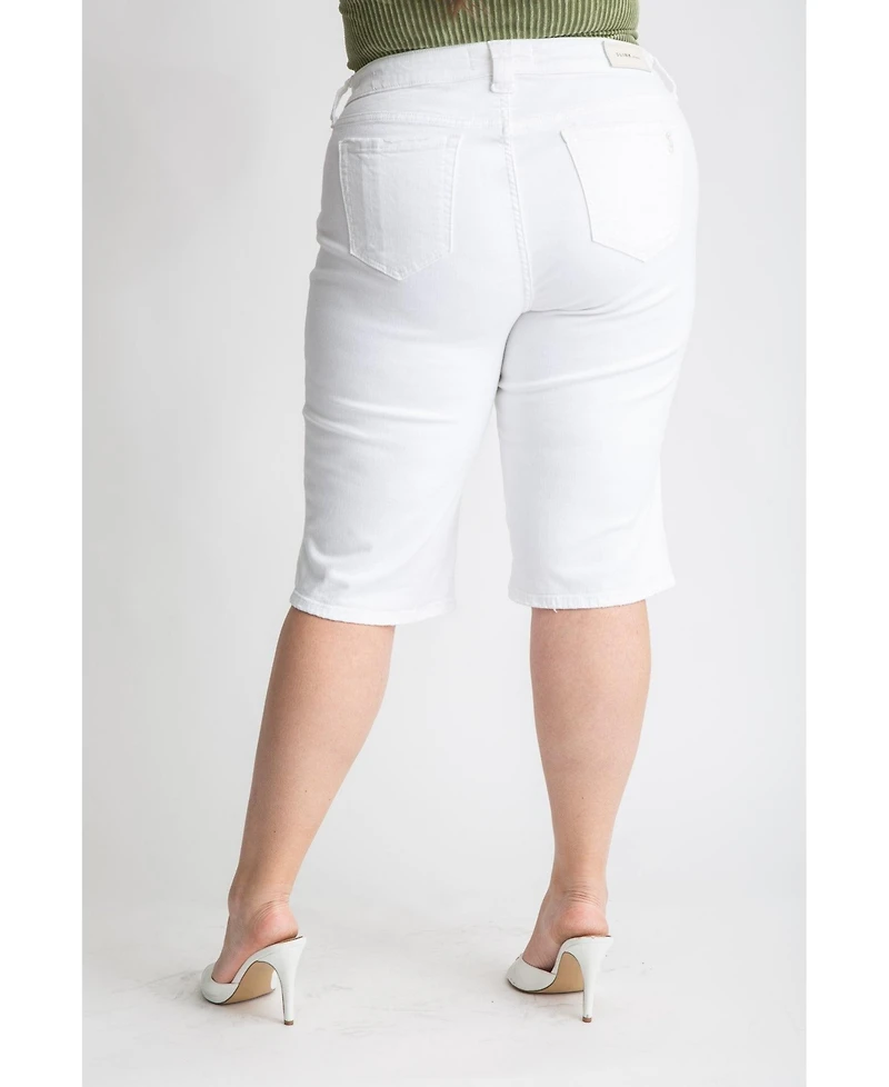 Slink Jeans Plus Color Mid Rise Bermuda shorts with side vents 15" inseam