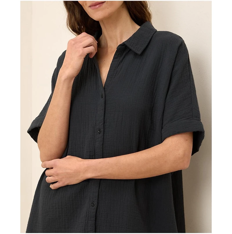 Pact Women's Organic Cotton Coastal Double Gauze Oversized Shirt