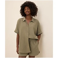 Pact Women's Organic Cotton Coastal Double Gauze Oversized Shirt 