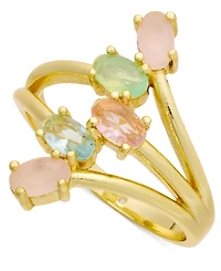 Charter Club Gold-Tone Mixed Color Oval Crystal Multi-Row Ring, Exclusively at Macy's