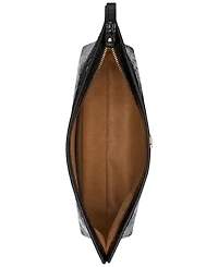 Lauren Ralph Crocodile-Embossed Leather Large Pouch