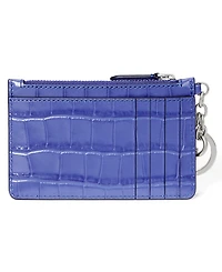 Lauren Ralph Croc-Embossed Leather Zip Card Case