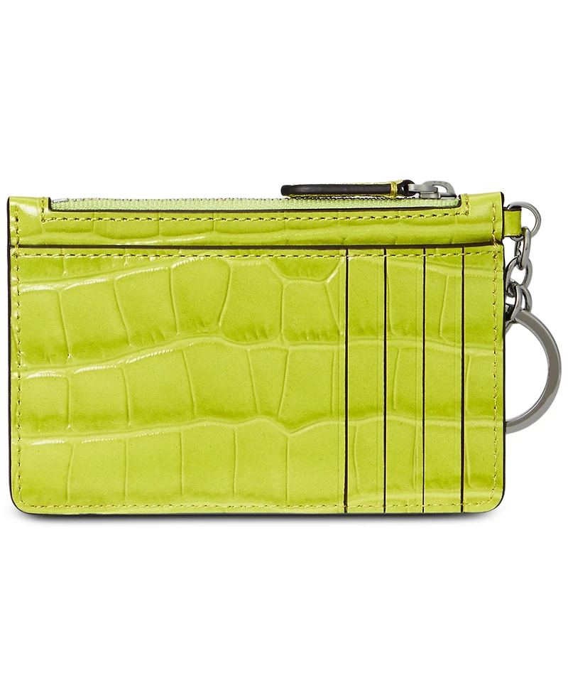 Lauren Ralph Lauren Croc-Embossed Leather Zip Card Case