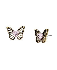 Betsey Johnson Faux Stone Boho Butterfly Openwork Stud Earrings